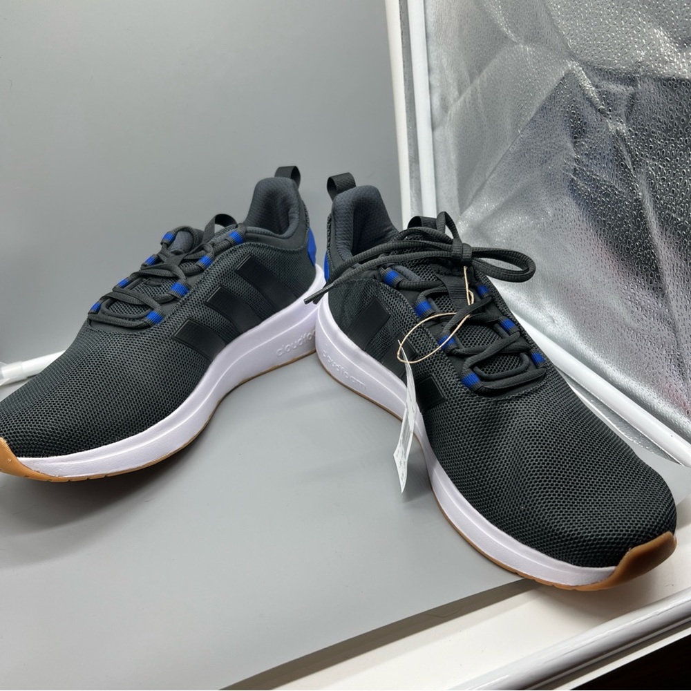 Adidas Men's RacerTR23 Black and Blue Sneakers.